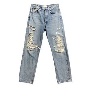 Agolde Jeans Womens 27 Blue Organic Cotton 90's Distressed High Rise Loose Fit